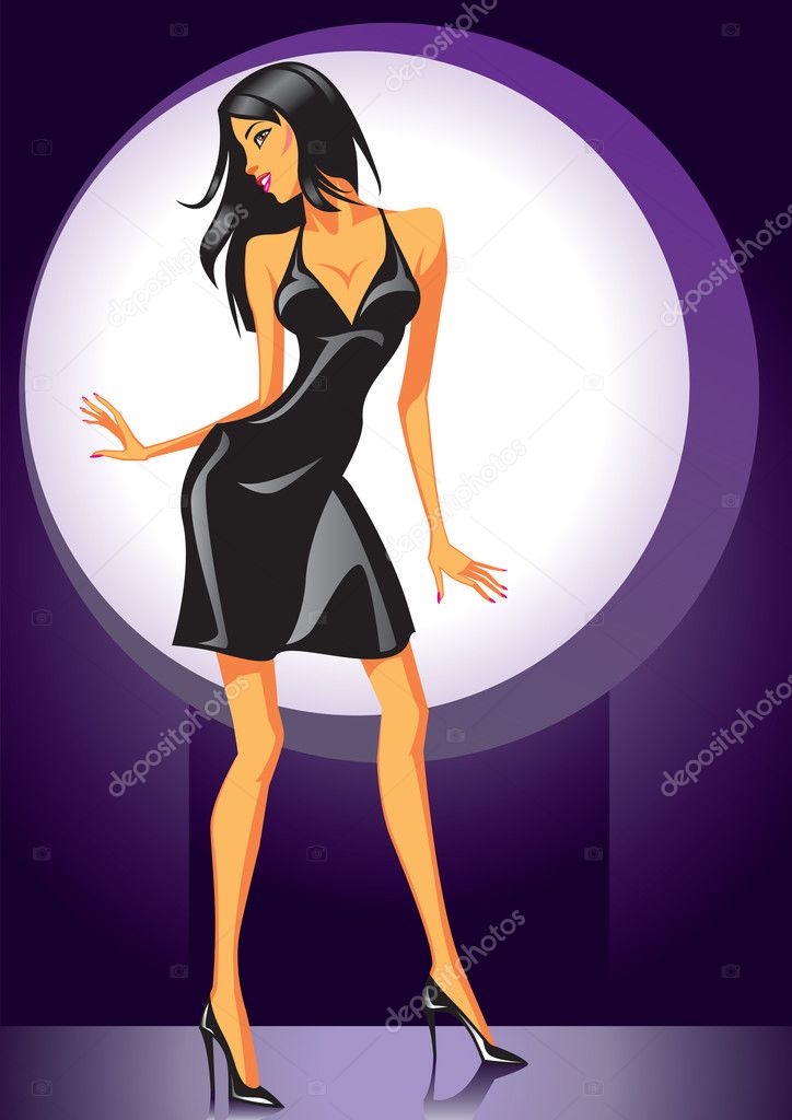 Sexy dancing girl in Black dress
