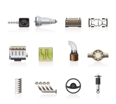 Realistic Car Parts and Services icons clipart