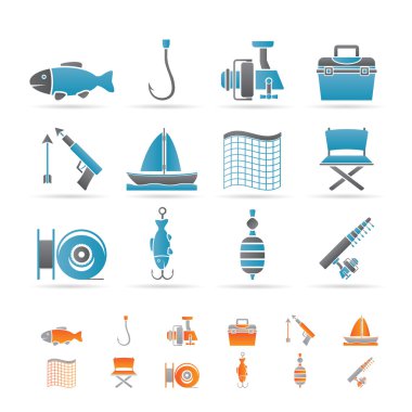 Fishing and holiday icons clipart