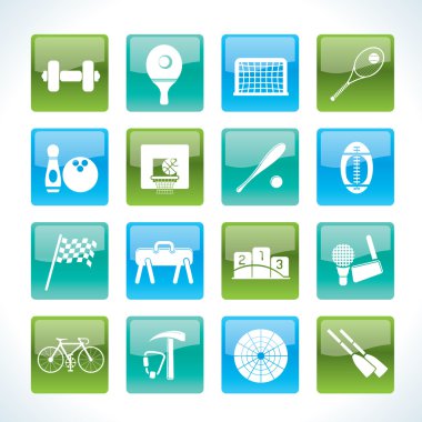 Sports gear and tools icons clipart