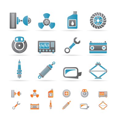 Realistic Car Parts and Services icons clipart