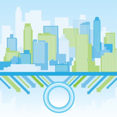 Green and blue city background clipart