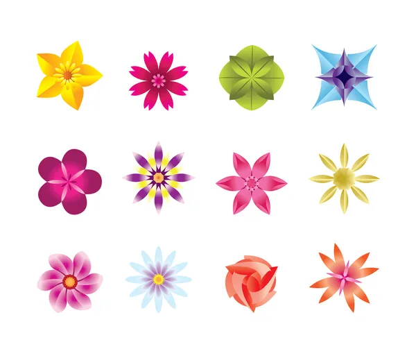 12 icone astratte di fiori — Vettoriale Stock