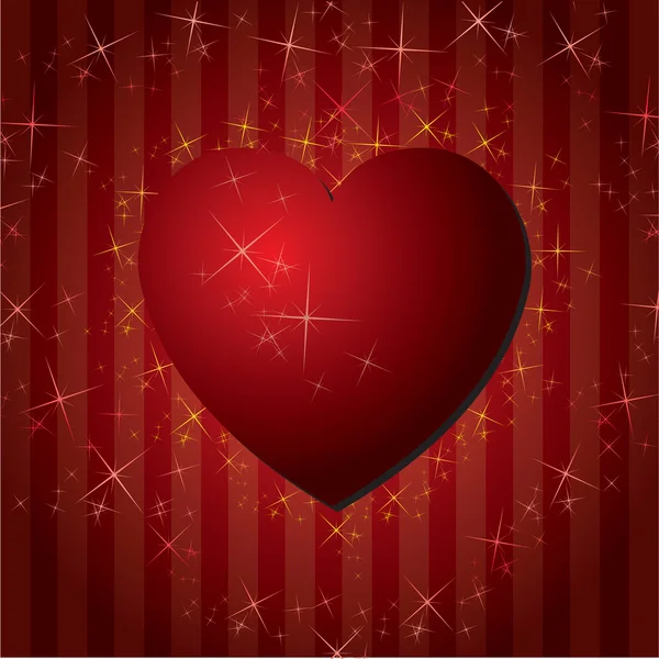 Red hearts Valentines Day Background with stars — Stock Vector