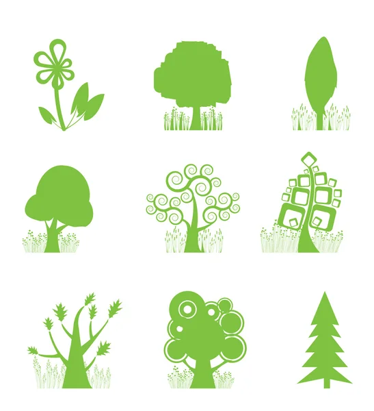 Icône Collection d'arbres abstraits — Image vectorielle