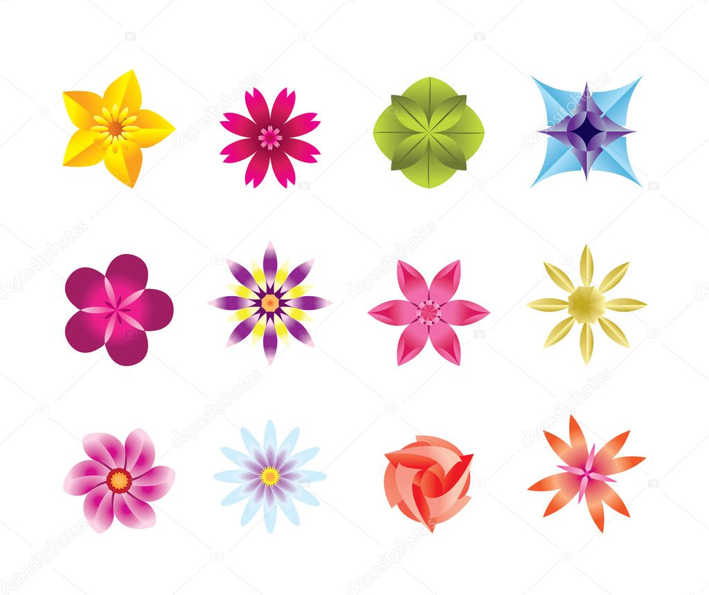 12 abstract flower icons