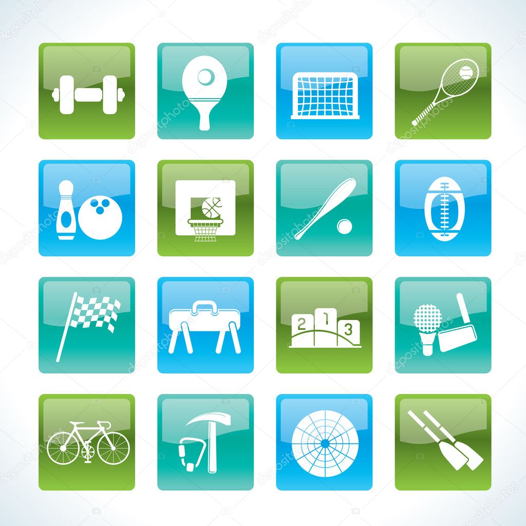 Sports gear and tools icons