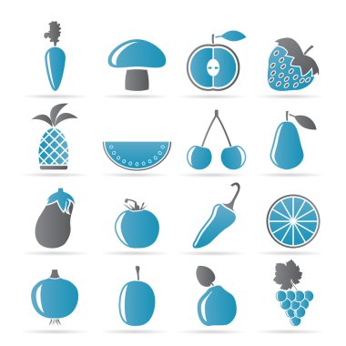 Different kinds of fruits and Vegetable icons clipart