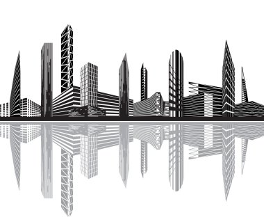 Black and white city clipart