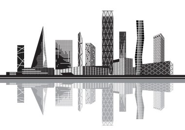 Black and white city clipart