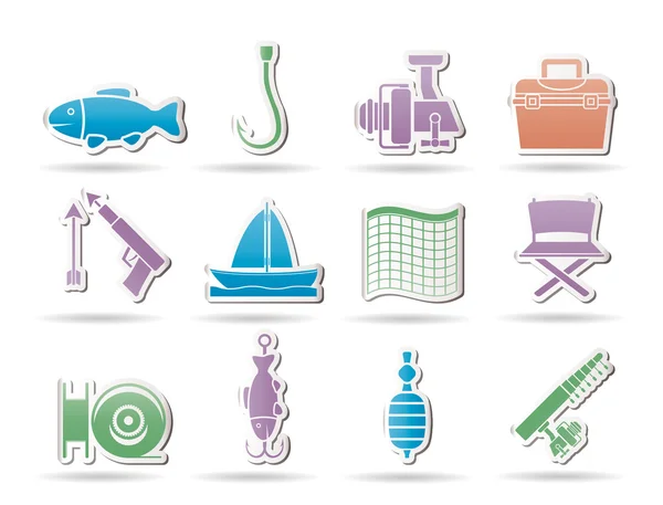 Pesca e ícones de férias —  Vetores de Stock