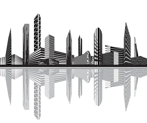 Ville noire et blanche — Image vectorielle