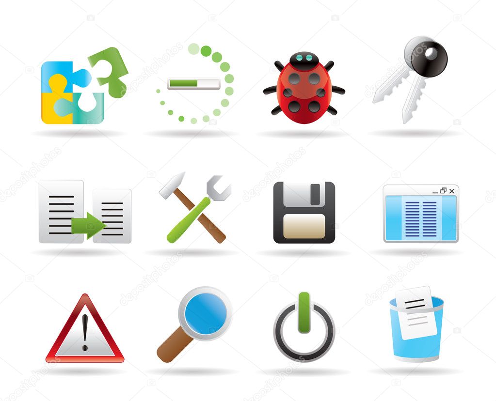 Developer, programming and application icons - vector icon set stock vector