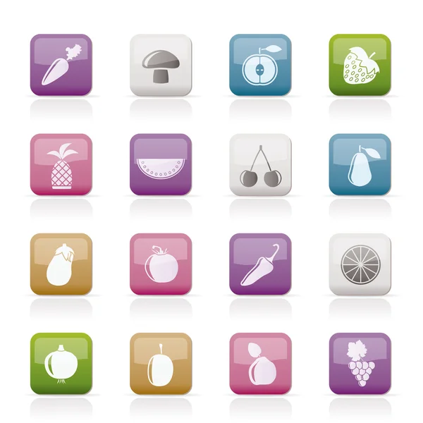 Différents types de fruits et légumes icônes — Image vectorielle