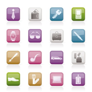 Man Accessories icons and objects clipart