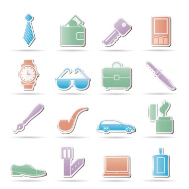 Man Accessories icons and objects clipart