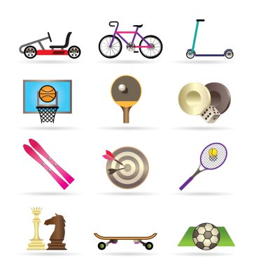 Sports equipment and objects icons clipart
