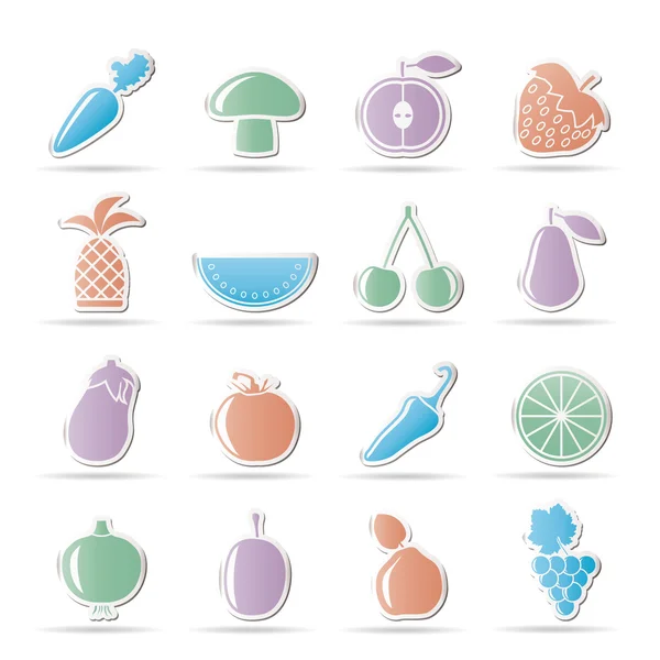 Olika sorters frukter och grönsaker ikoner — Stock vektor