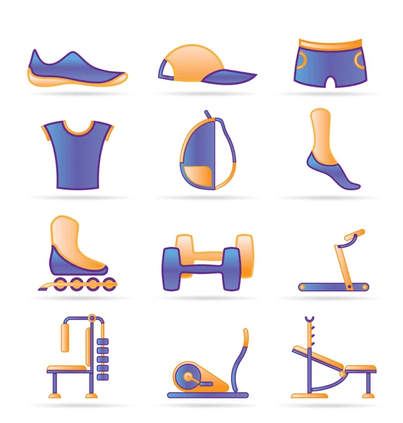 Sports equipment and objects icons — Stock Vector