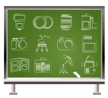 Photography equipment icons clipart