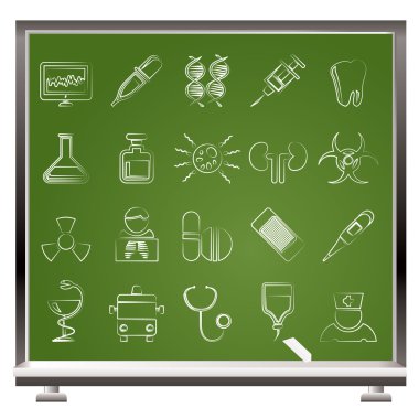 Healthcare, Medicine and hospital icons clipart