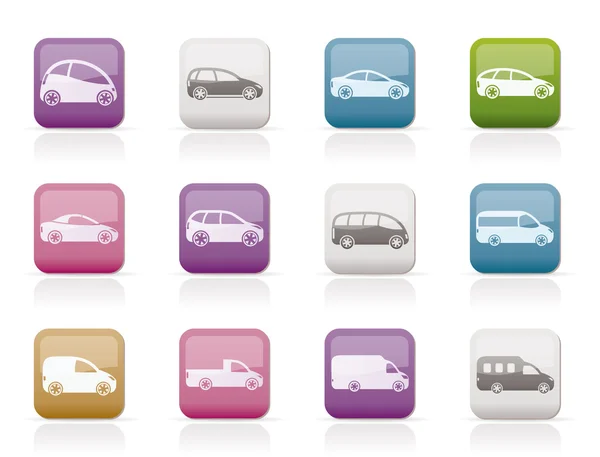 Verschillende soorten auto's pictogrammen — Stockvector