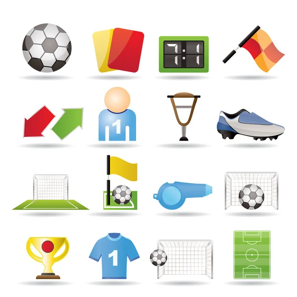 Fotbal, fotbalové a sportovní ikony — Stockový vektor