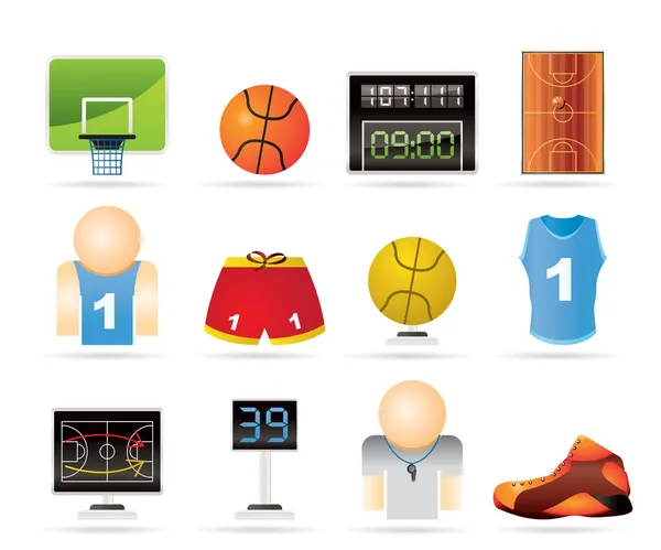 Basketbal a sportovní ikony — Stockový vektor