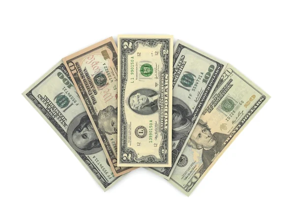 Δολάρια Που Απομονώνονται Λευκό Φόντο Οικονομική Επιτυχία — Φωτογραφία Αρχείου