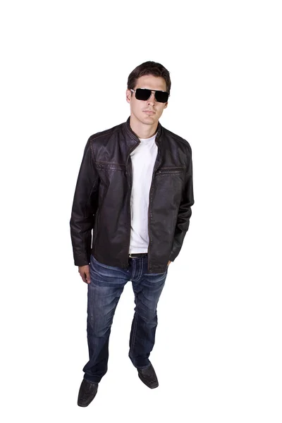 Modelo masculino con chaqueta y gafas de sol — Foto de Stock