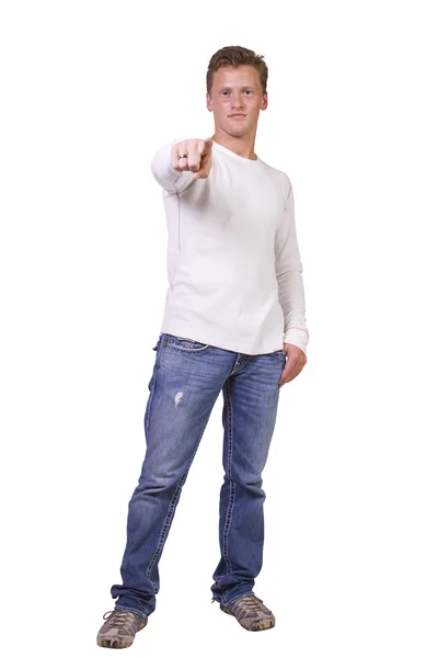 Handsome and trendy fashion model posing at camera — Stock Photo, Image