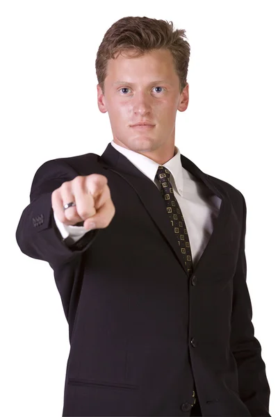 若い男がハンサムでスタイリッシュなポインティング指 — ストック写真