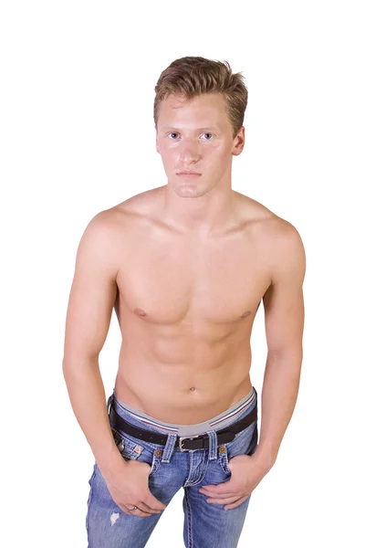 Portrét hezký mužský modelu izolované na bílém pozadí — Stock fotografie