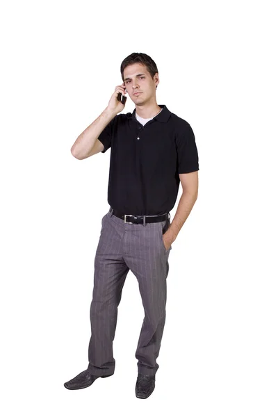 Молодой бизнесмен разговаривает по мобильному телефону — стоковое фото