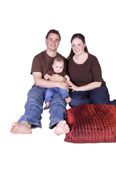 Glad familj porträtt med mor, far och son — Stockfoto