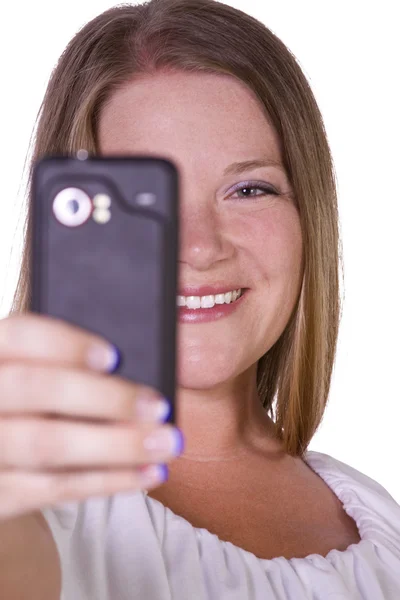 Donna che scatta foto dal suo cellulare — Foto Stock