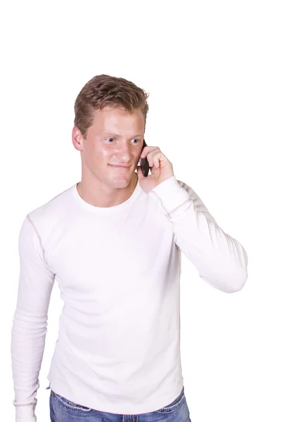Jeune homme d'affaires conversant sur son téléphone portable — Photo