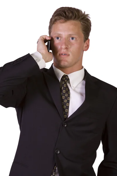 Jovem empresário conversando no celular — Fotografia de Stock