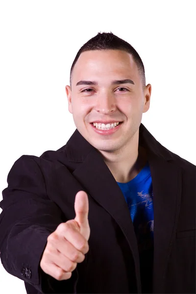 Handsome Hispanic Businessman Giving the Thumbs Up — Stock Photo, Image
