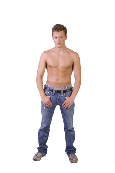 Porträt eines hübschen männlichen Modells isoliert auf weißem Hintergrund — Stockfoto