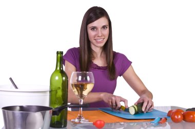 Beautiful Girl Preparing Food clipart