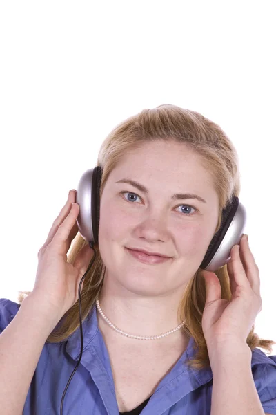 सुंदर मुलगी संगीत ऐकणे — स्टॉक फोटो, इमेज