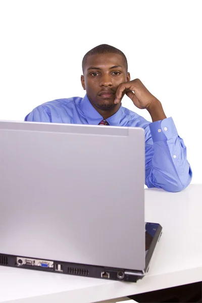 Black Businessman at His Desk Working — Stock Photo, Image