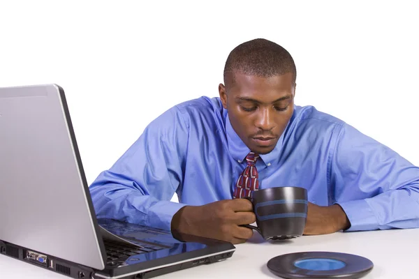Black Businessman at His Desk Working — Stock Photo, Image