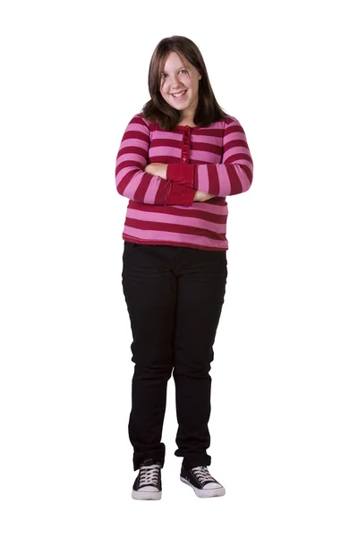 Teenagers Posing While Standing White Background — Stock Photo, Image