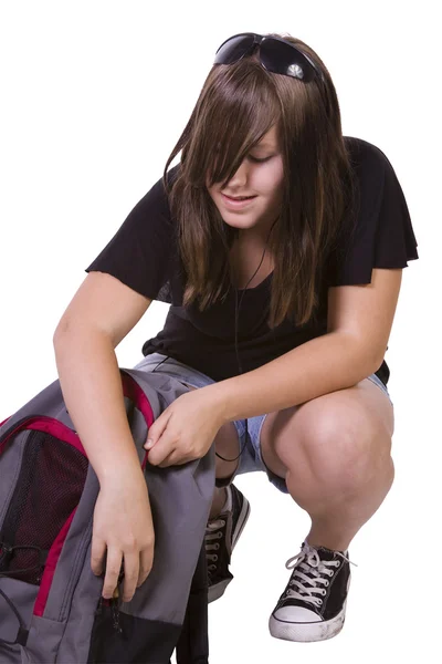 Teenager mit ihrem Rucksack — Stockfoto