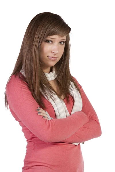 Close up of a beatuiful teenager posing - isolated background — Stock Photo, Image