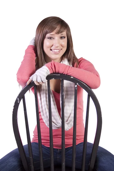 Imagen Artística Una Mujer Sentada Sobre Una Silla Con Fondo —  Fotos de Stock
