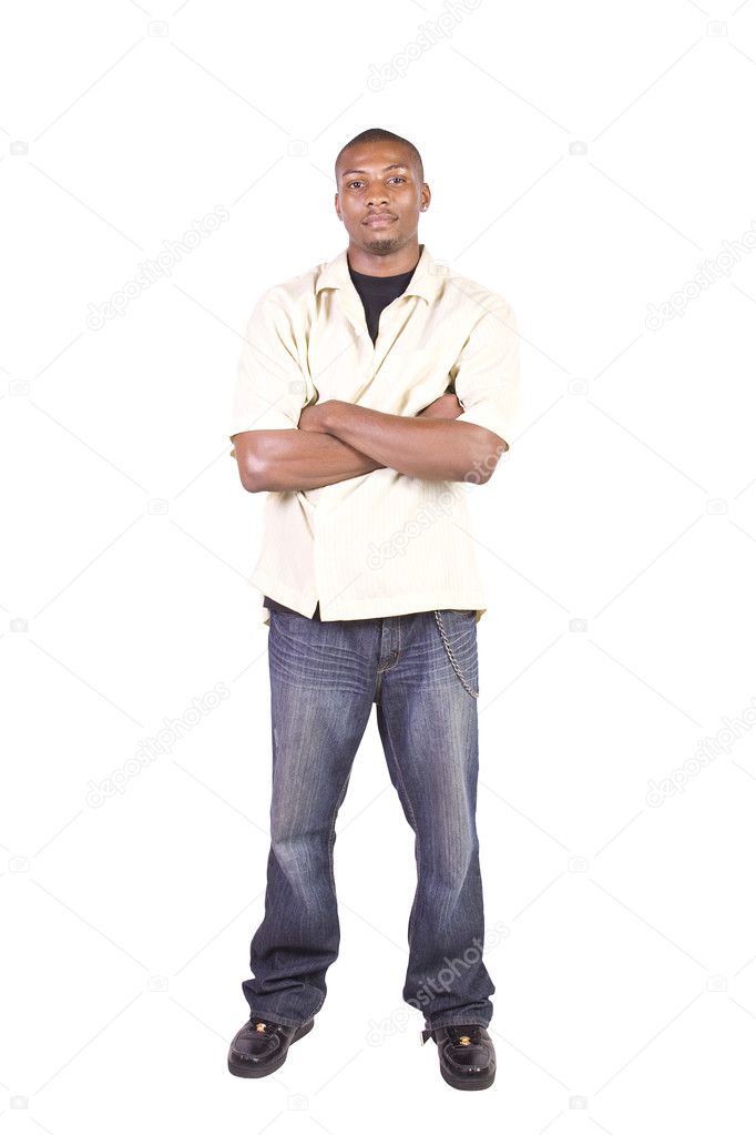 Casual Black Man with a Jacket Posing