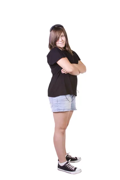 Cute tiener met haar gekruiste armen — Stockfoto